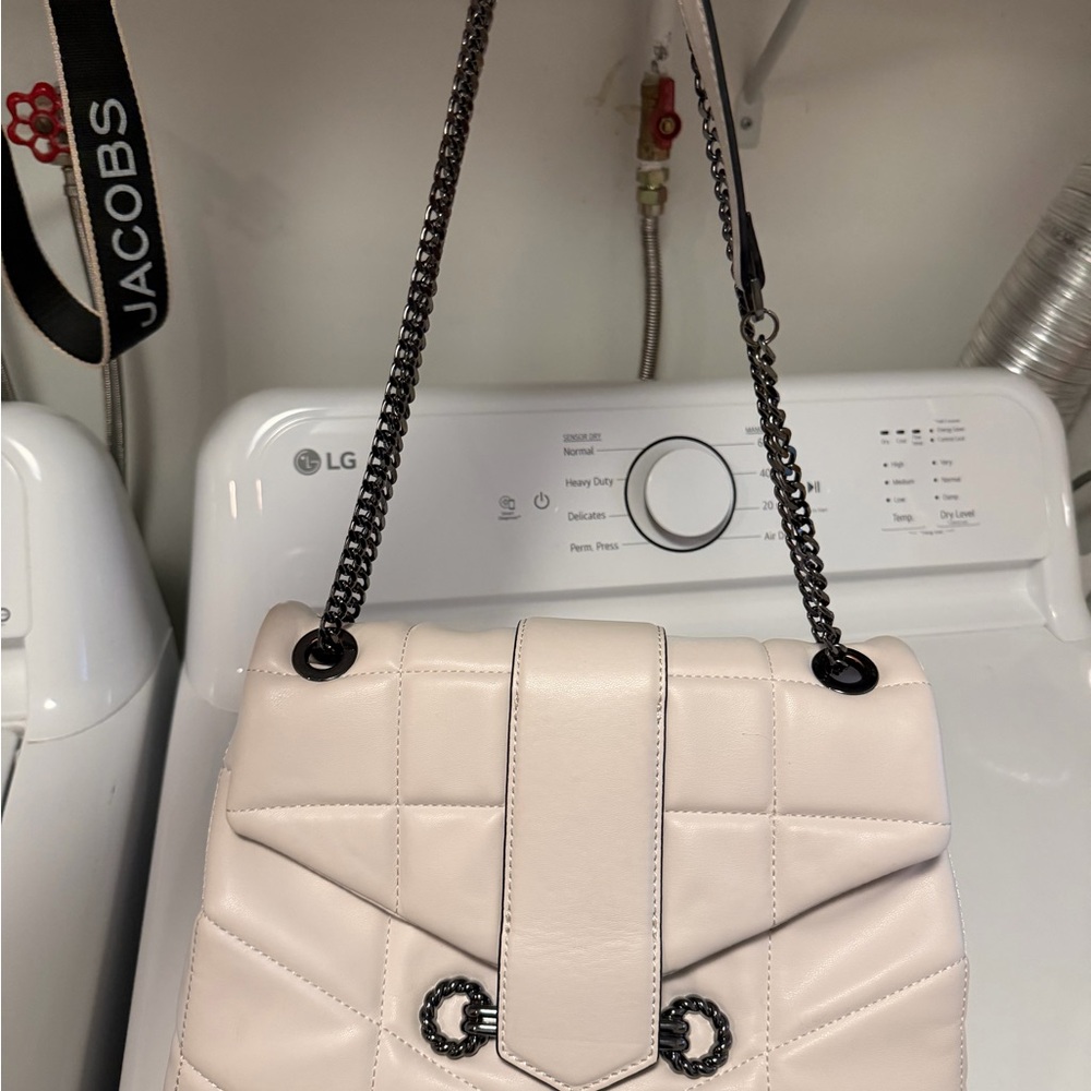 Topshop Cream Quilted Chain Shoulder Bag